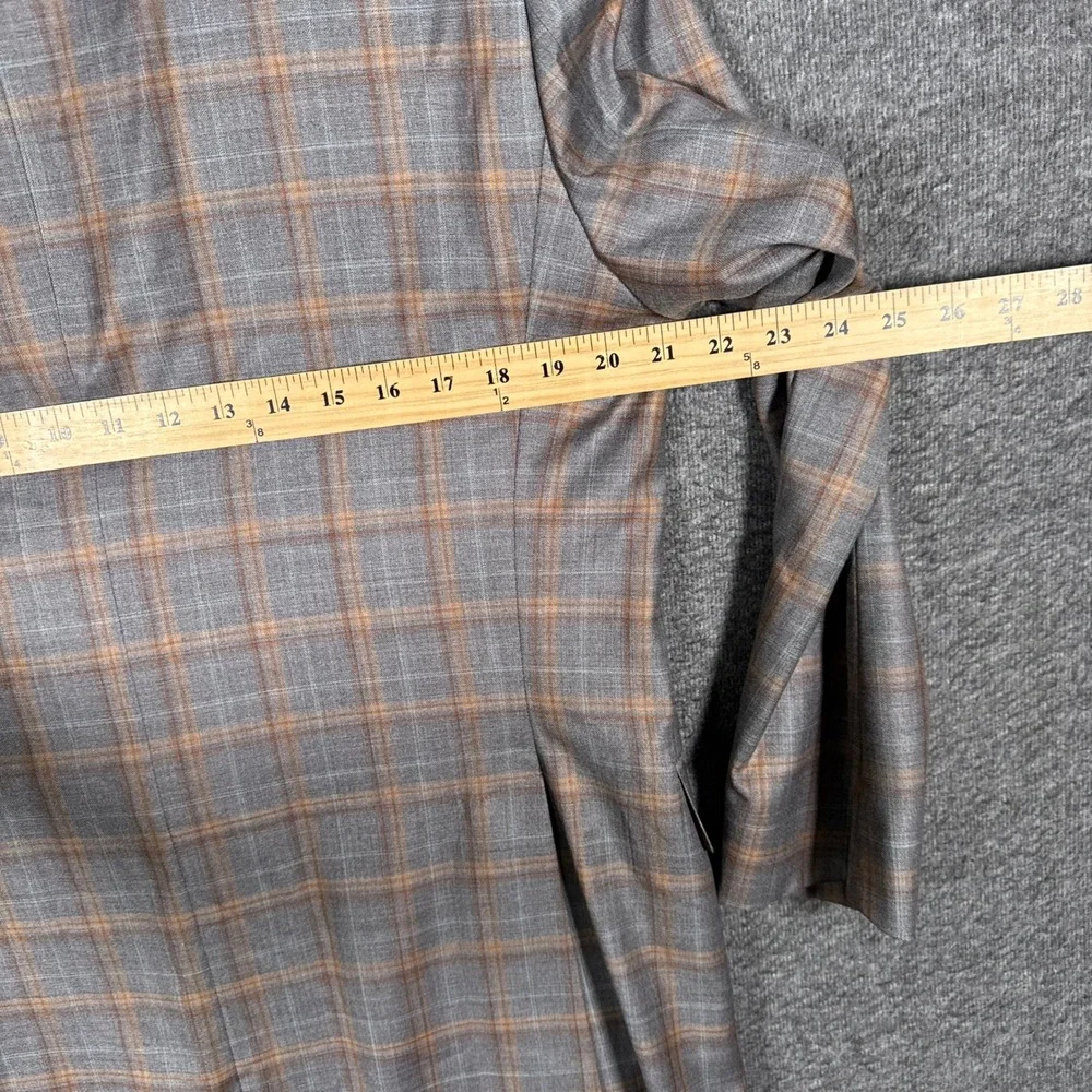 J Hilburn Sport Coat Mens 42S Windowpane Plaid Reda Italian Wool Unstructured